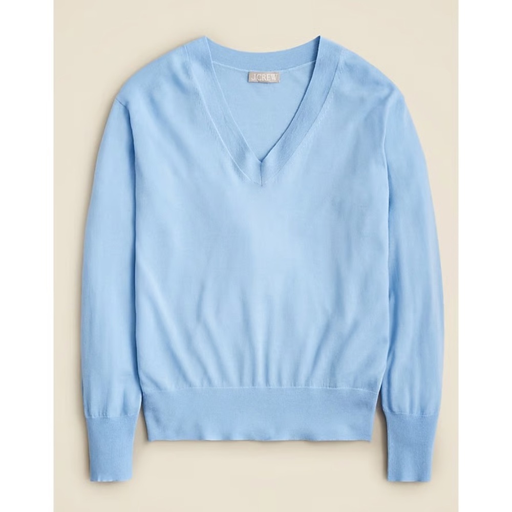 MEDIUM J. Crew V-neck sweater in merino wool light blue nwt pullover relaxed